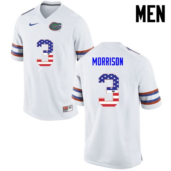 NCAA Florida Gators Antonio Morrison Men's #3 USA Flag Fashion Nike White Stitched Authentic College Football Jersey PIR6764II
